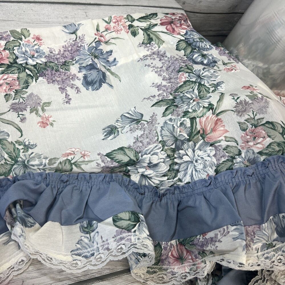 Vtg JC PENNEY Floral Country Blue (1) Valance 21x86”